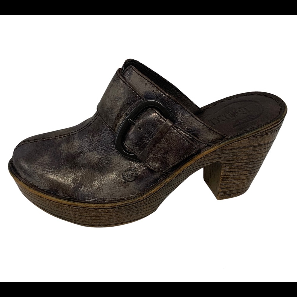 Born Ibra Moro Mule Metallic Bronze Buckle Block Heel Clogs #B67806 Women’s Sz 8 - Picture 7 of 11